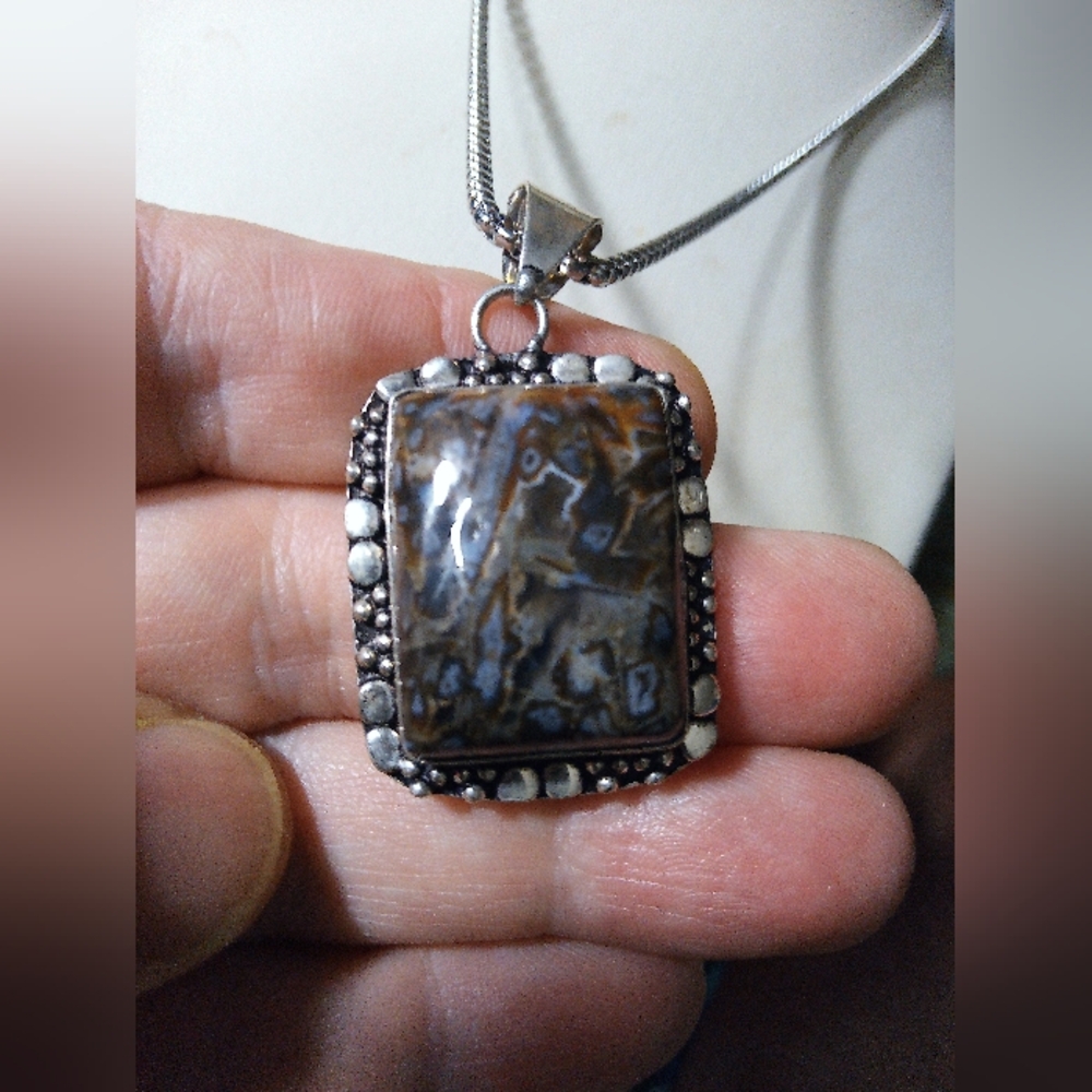 Protective Stick Agate Pendant With Chain